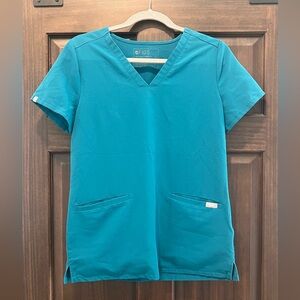 Figs Ocean Blue Scrub Top